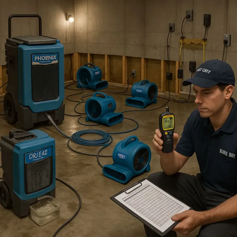 Structural Drying and Dehumidification process in Kennebunk, ME